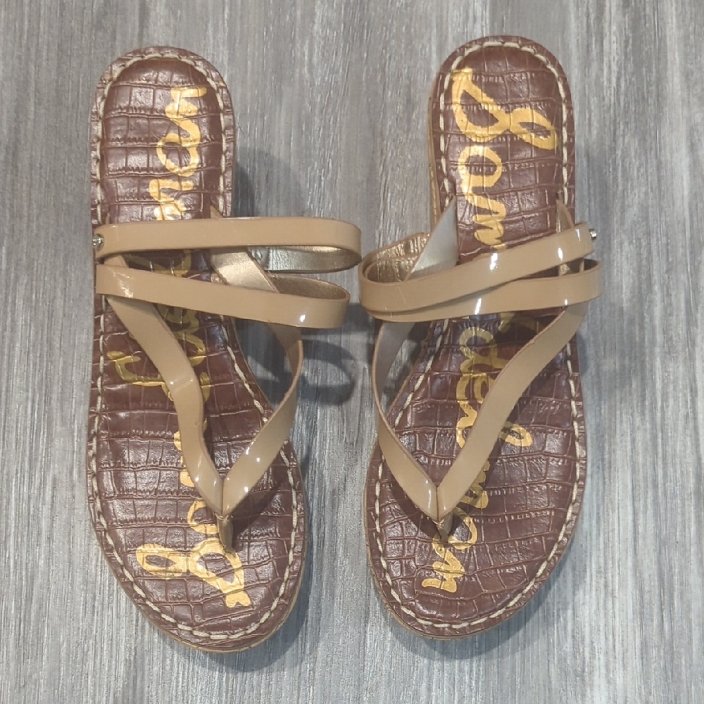 Sam Edelman Tan Strappy Wedge Sandals